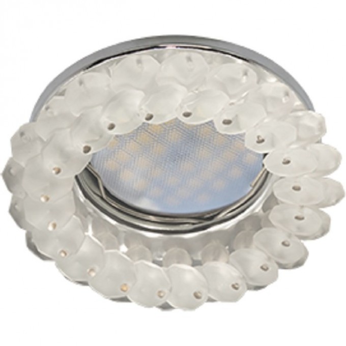 Светильник ECOLA MR16 CD4141 GU5.3 встр. круглый с хрусталиками Матовый/Хром 50x90 (кd74) FN1618EFY